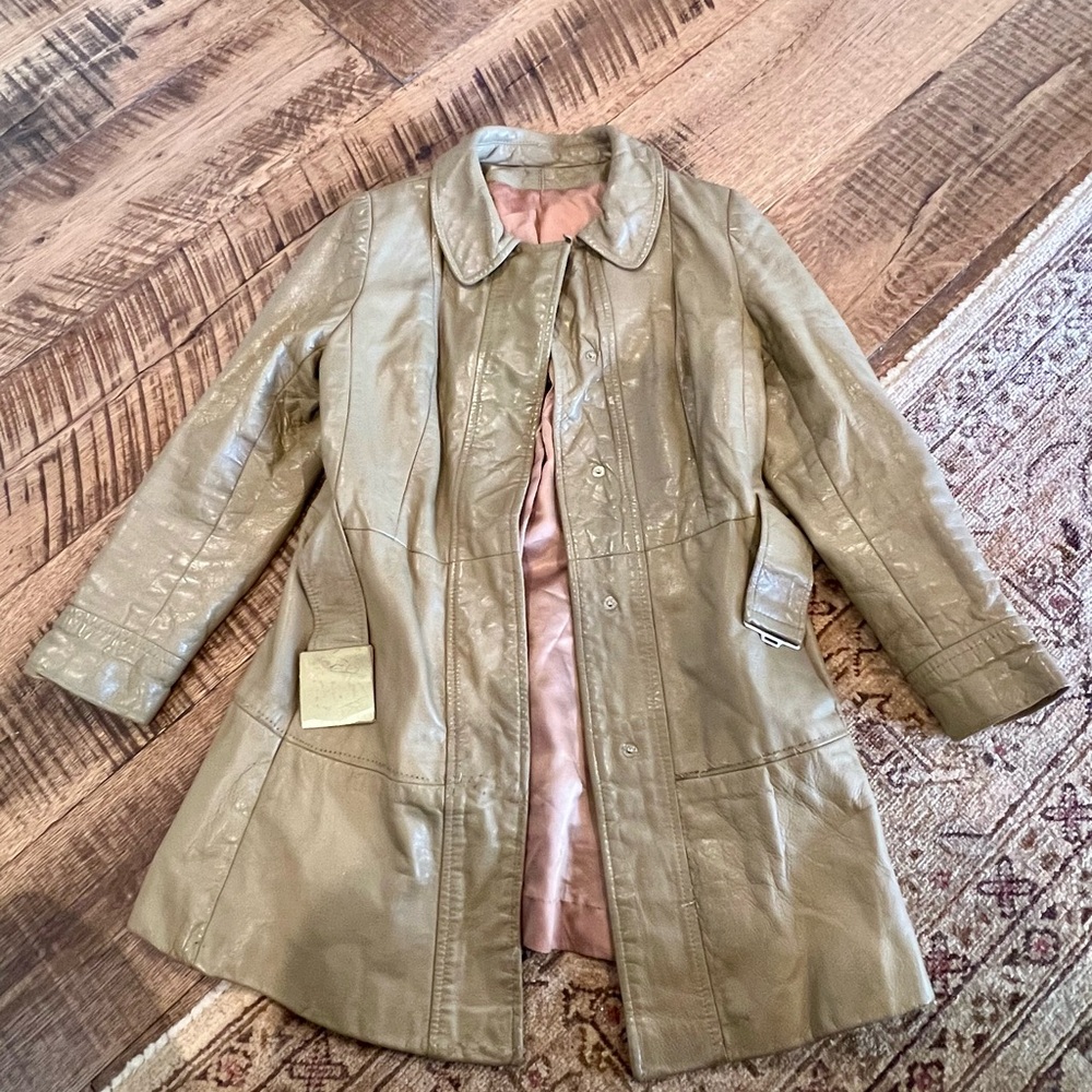Vintage 60-70’s leather satin lined trench coat